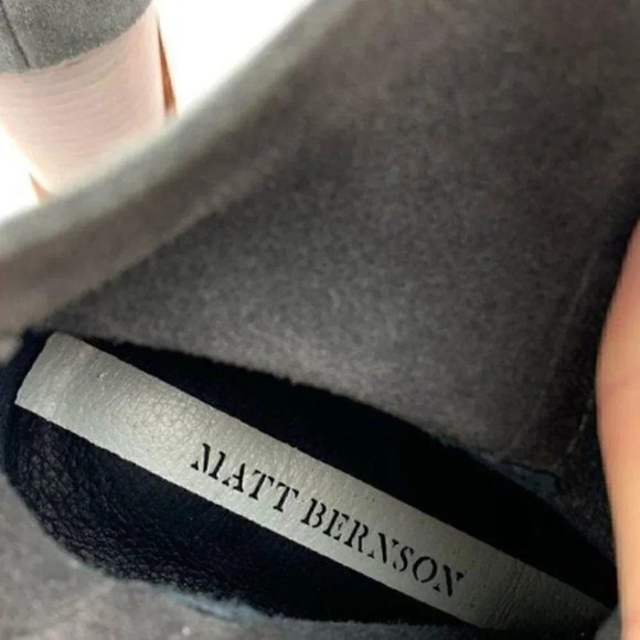 Matt Bernson womens boots size 9 gray suede pull on Wooden wedge ankle booties - Picture 7 of 9